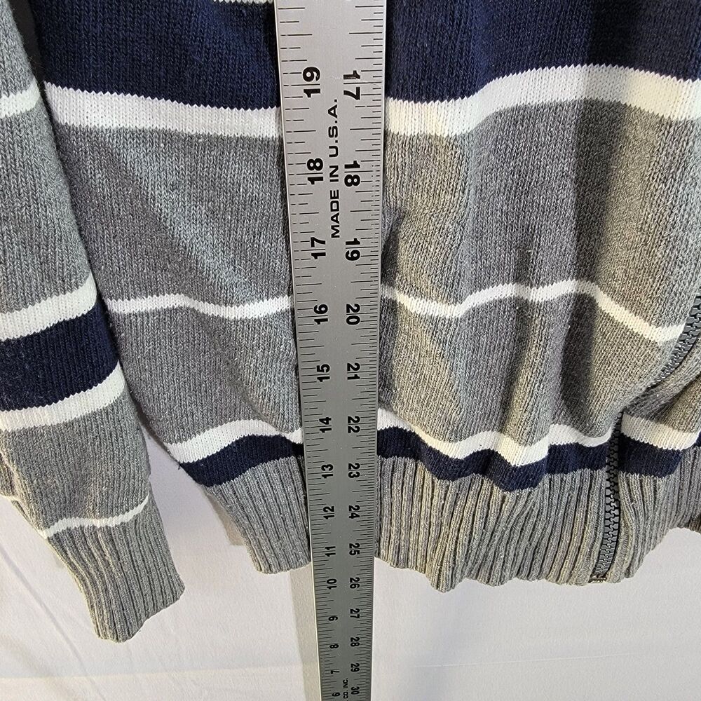 Basic Elements Gray Striped Full Zip Sweater Cott… - image 7